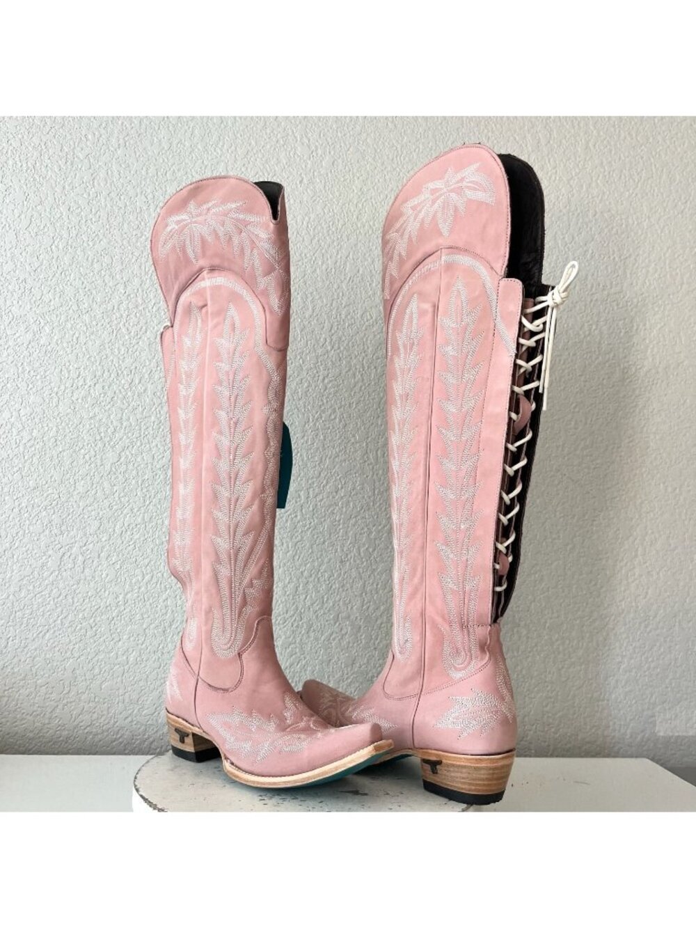 Lane LEXINGTON Over the Knee Pink Cowboy Boots Western Cowgirl Snip Toe Tall 7.5
